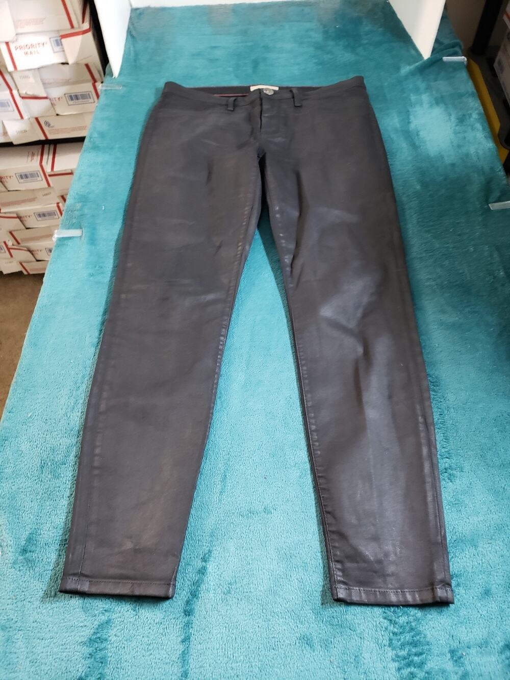 Banana Republic Jeans Size 29 Women Black Pants Coated Ladies Mid Rise Skinny